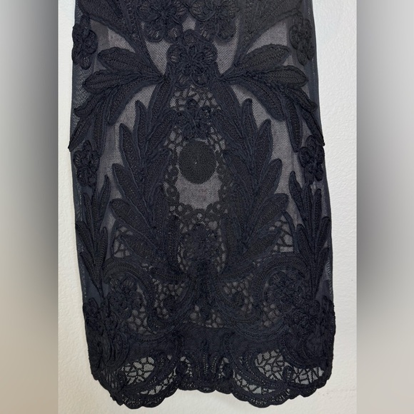 Yoana Baraschi Black Floral Sheer Lace Shift Mini Dress Small NWT Anthropologie - Picture 3 of 11